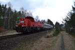 BR 261 Northrail auf der Heidekrautbahn zwischen Basdorf und Schönwalde in Richtung Karow 03.03.2016