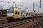 ET 445.112 der ODEG als Leerzug bei der Durchfahrt in Berlin-Schönefeld Flughafen am 07.03.2017.