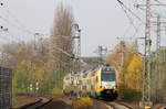 ODEG ET 445.114 wurde vom westlichen Bahnsteigende des Bahnhofs Berlin-Spandau aufgenommen.