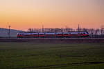 ÖBB Cityjet (Disiro ML) 4746 555  für ODEG fahrend am frühen Abend zwischen Sargard und Mukran-Borchtitz.