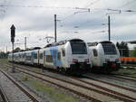 ODEG 4746 301 und 4746 806 standen,am 08.Oktober 2021,schön nebeneinander in Bergen/Rügen.