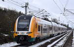 Ostdeutsche Eisenbahn GmbH, Parchim (ODEG) mit ihrem Desiro HC  3462 509-5  (NVR:  94 80 3462 509-5 D-ODEG..... ) als RE1 nach Frankfurt (Oder) im Umleiterverkehr bei der Einfahrt Bahnhof Berlin Hohenschönhausen am 14.02.25