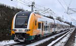 Ostdeutsche Eisenbahn GmbH, Parchim (ODEG) mit ihrem Desiro HC  3462 004-7  (NVR:  94 80 3462 004-7  D-ODEG..... ) als RE1 nach Frankfurt (Oder) im Umleiterverkehr bei der Einfahrt Bahnhof Berlin Hohenschönhausen am 14.02.25