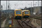 2 Regioshuttle der Ostdeutschen Eisenbahn GmbH (ODEG) in Neustrelitz.