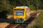 Der VT 650 der ODEG von Parchim kommt in den Bahnhof Hagenow gefahren.