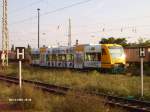 Ein Triebwagen der ODEG erreicht gleich Frankfurt/Oder.14.08.07