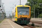 ODEG VT 650 bei der Einfahrt in den Bahnhof Jasnitz.