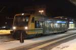 ODEG VT 650.90 nach Hagenow steht in Ludwigslust am Bahnsteig 4.