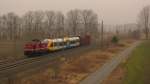 Um 11:49 die 213 339 der Rennsteigbahn mit dem ersten neuen Stadler GTW fr die ODEG ab Winter 2011 (Netz Stadtbahn) als DBZ 94265 von Frankfurt(Oder) Oderbrcke nach Halle Ammendorf zur Fertigstellung. Fr uns als Brandenburger ein groes Highlight. 05.03.2011

