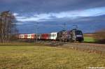 ES 64 U2 - 002 (182 502-5) MRCE Dispolok GmbH fr ODEG - Ostdeutsche Eisenbahn GmbH mit dem RE4 (RE 37316) von Ludwigsfelde nach Rathenow bei Nennhausen.