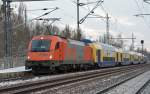 Im Zuge des ODEG-Ersatzverkehrs kam am 12.01.13 1216 901 der RTS zusammen mit 182 912 der MWB an der Doppelstockgarnitur des Metronoms zum Einsatz.