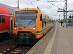 Einfahrt VT 650.88 der  Ostdeutsche Eisenbahn GmbH  als R3 (OE79672)  nach Neustrelitz  in den Bahnhof Ludwigslust am 02.