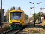 VT 650.74 der Ostdeutsche Eisenbahn GmbH  bei der Einfahrt in den Bahnhof Storkow(Mark) als RB 36 (RB 79633) nach Frankfurt Oder am 30.