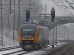 ODEG 642 911 am 23.01.2014 in Neumark(Vogtl.)bevor er in den Anschluss der Vogtlandbahn fährt.