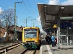 VT 650.88 der ODEG steht in Schwerin Hbf abfahrbereit als RB 13 nach Parchim; 04.04.2015  