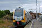 ODEG KISS auf dem Bahnhof Wismar steht leider ausnahmsweise am Bahnsteig 1.