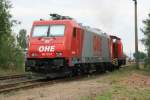 186 133 wird in Rottleberode aus ihrer Warteposition an einen Gterzug gesetzt; 19.09.2008