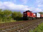 OHE 120076 mit Containerzug in Hamburg-Moorburg am 04.09.2009