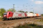 185 534-5 der OHE mit einen Containerzug kurz vor Fulda Richtung Sden am 19.09.2009