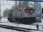 Der OHE-Tiger 330092 unterwegs am 19.Januar 2010 auf dem Bahnhof Bergen/  Rgen.