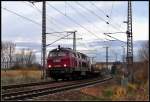 200085 von OHE, kurz vor der Einfahrt in den Hbf Stralsund.