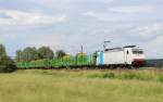 Am 13.Juni 2013 war OHE Cargo E186 137 mit leeren Holzwagen bei Elze(Han) auf dem Weg Richtung Sden.