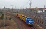 Mit wenigen Baugeräten am Haken rollte 204 031 der Press am 02.04.17 durch Bitterfeld Richtung Leipzig.