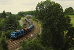 DGS 91059 mit Schotterzug von Cunnersdorf bei Kamenz nach Greiz, Aufgenommen wurde das V 100 Pärchen in Jocketa/ Pöhl am 29.07.2017