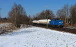 Press V 100 (204 009) mit 2 Gaskesseln auf Gegengleis unterwegs von Mehltheuer Gashändler nach Zwickau. Aufgenommen am 19.03.2018