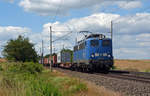 Nach einer kurzen Pause im Bahnhof Niederndodeleben setzte 140 038 der Press mit einem Containerzug der Metrans seine Fahrt zum Containerterminal Leipzig-Wahren fort.