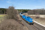 204 009-9 und 204 036-6 der Press mit einem Kesselzug nach Weiden-West bei Oberteich, 07.04.2018