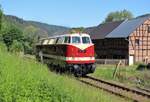 Am 02.06.20 holte 118 757-4 (PRESS) in Blankenstein einen Kran ab.