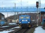 PRESS 312 002 ist,am 15.Mrz 2010,zurck aus Mukran.Um wieder nach Putbus fahren zu knnen,mute die Lok in Bergen/Rgen nach Gleis 2 umsetzten,da die Ausfahrt nach Putbus vom Hauptgleis nur vom Gleis