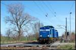 PRESS 204 005-3 und 204 022-2 setzen am 14.04.2007 im Bahnhof Miltzow um und bespannen anschlieend einen Holzzug von Lubmin nach Niedergrne.