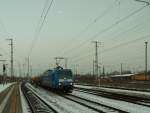 Am 22.02.2013 kam die 145 030 der PRESS mit einem vollen Holzzug aus Richtung Berlin und fuhr durch Stendal in Richtung Borstel bei Stendal.