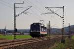 110 043  National Express  der Pressnitztalbahn am 30.03.2014 bei Neukenroth Richtung Saalfeld.