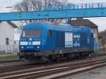 Nachdem die PRESS 253 015,am 08.April 2015,leere Holzwagen zum Beladen auf die Ladestraße in Bergen/Rügen abgestellt hatte,ging es zum Tanken und zur Pause nach Putbus.