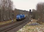 204 031 und 204 022 der Press fuhren am 26.11.15 einen Schnittholzzug von Wiesau nach Hof/Saale.