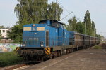 293 021-6 mit Wasserglas-Leerzug von Rostock-Bramow nach Wurzen bei der Durchfahrt im Haltepunkt Rostock-Holbeinplatz.30.05.2016