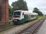 Hier hatte der PRESS VT650 032,am 09.Juli 2016,in Bergen/Rügen,Pause.