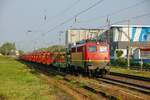 140 003-5 RCCDE mit leeren Autotransportzug in Hilden, am 23.04.2022.