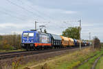 Am 01.11.20 schleppte 187 319 der raildox einen Schwenkdachwagenzug durch Jeßnitz Richtung Bitterfeld.