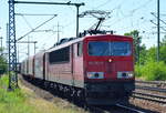 Rpool 155 097-9 mit Coiltransportzug am 29.05.18 Bf. Flughafen Berlin-Schönefeld.