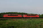 Die 155 151-4 und die 155 108-4 der Railpool am 16.05.2018 in Nassenheide.