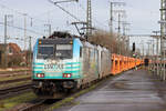 Rpool 186 454 mit 186 448 beide in Diensten von Lineas in Emmerich 15.2.2024