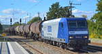 RBH Logistics GmbH, Gladbeck [D] mit  145 064-2  [NVR-Nummer: 91 80 6145 064-2 D-DB] und Kesselwagenzug am 28.09.20 Durchfahrt Bf.