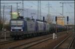 RBH 101 + RBH 119 und Wagenlok RBH 105 mit Kesselzug nach Glasower Damm (gesehen Berlin Schnefeld Flughafen 20.02.2011)