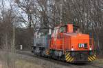 RBH 579 fuhr am 07.01.14 mit RBH 673 im schlepp durch Bottrop-Welheim.