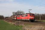 Lok 264 (RBH Logistics) und Lok 273 mit einem Kohlezug in Neuss Vogelsang, 23.