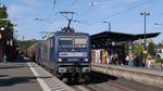 Doppeltraktion RBH 120 / 143 079 + 143 ? mit einem Erzzug ; Hansestadt Uelzen, Hundertwasserbahnhof, 31.08.2016  